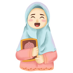 Muslim Character Watercolor Clipart