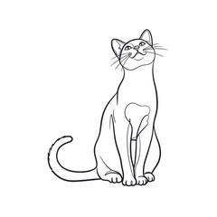 Elegant feline friend basking in the sun, a beautiful domestic cat line drawing with curious expression perfect for branding or pet-related designs