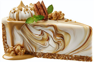 Creamy Slice of Cheesecake with Toppings and Swirls in 3D Clipart Style Design