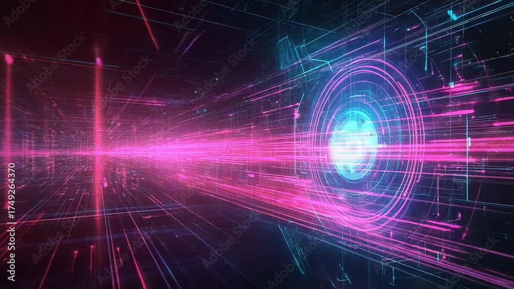 Wall mural digital data stream moving through network space