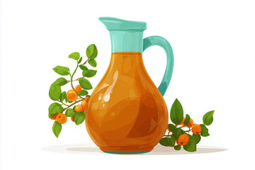 Seasonal Cider Jug Clipart Design with Fresh Apples and Leaves for Autumn Decor