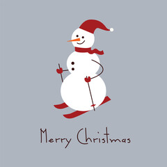 Happy Holidays To From Template Card With Snowman Illustration. Christmas card, banner, background with snowman cartoon. vector design.