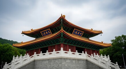 Naklejka premium Majestic Chinese Architecture - A Glimpse of Tradition and Grandeur.