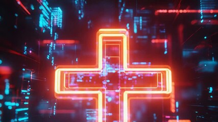 Digital health medical cross technology data background - Powered by Adobe