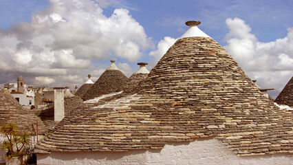 Trullo of Alberobello. A trullo is a traditional Apulian dry stone hut with a conical roof. Puglia, Italy 