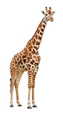 Fototapeta premium Elegant Giraffe Portrait - Majestic Wildlife on White Background.