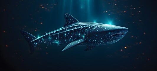 Pointillist grunge design of Basking shark with abstract dotted pattern ,generative AI