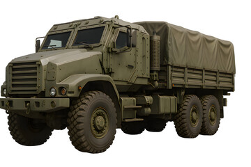 Fototapeta premium Realistic 3D Armored Military Transport Truck – Transparent PNG