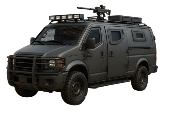 High-Detail 3D Tactical Military Van – Transparent PNG