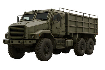 Fototapeta premium Realistic 3D Armored Military Transport Truck – Transparent PNG
