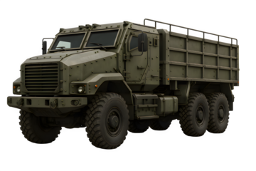 Realistic 3D Armored Military Transport Truck – Transparent PNG