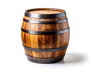 Obraz premium Wooden barrel against white background