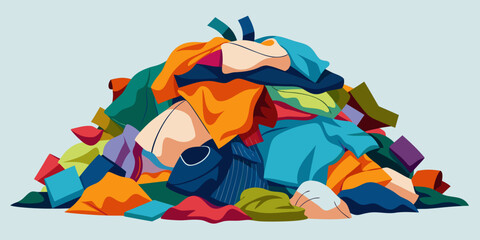 Pile of colorful old clothes ready for donation on light background  