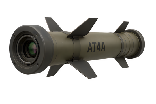 Close-Up of AT4A Laser-Guided Missile with Targeting Optics – Transparent PNG