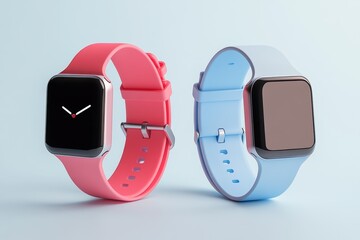 Stylish smartwatches in pink and blue colors ideal for modern tech lovers