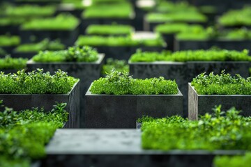 Innovative green tech garden showcases sustainable design in urban landscape