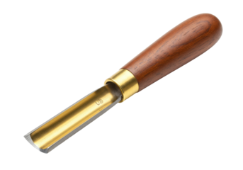 Wood handled gouge isolated on white, woodworking tool for carving and shaping wood in carpentry and crafts projects