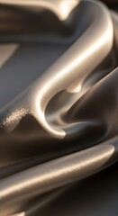 Luxurious gray silk fabric with soft golden highlights, folded gracefully