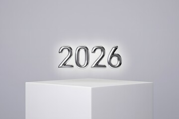 2026 neon sign isolated on white background