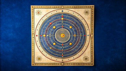 Solar system diagram on blue background
