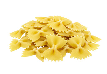 Farfalle pasta isolated on transparent background, uncooked Italian bow tie pasta for healthy eating and gourmet cuisine