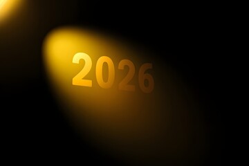 Glowing 2026 text with spotlight effect on dark background