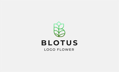 Fototapeta premium Logo Abstract Lotus or Tulip Flower With Letter B. Nature, Feminine and Beauty Colourful Creative Template. Modern and Minimalist Concept