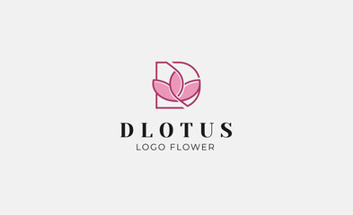Logo Abstract Lotus or Tulip Flower With Letter D. Nature, Feminine and Beauty Colourful Creative Template. Modern and Minimalist Concept