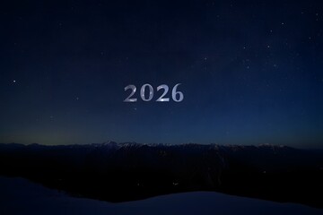 2026 new years night sky with stars and horizon