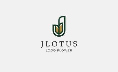 Logo Abstract Lotus or Tulip Flower With Letter J. Nature, Feminine and Beauty Colourful Creative Template. Modern and Minimalist Concept
