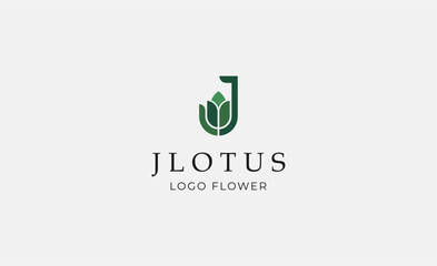 Logo Abstract Lotus or Tulip Flower With Letter J. Nature, Feminine and Beauty Colourful Creative Template. Modern and Minimalist Concept