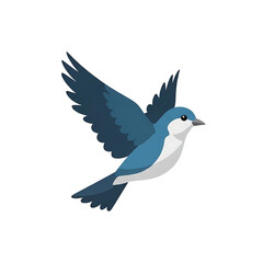 Fototapeta premium Blue bird flying illustration in flat vector style