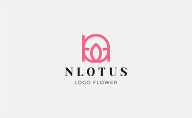 Logo Abstract Lotus or Tulip Flower With Letter N. Nature, Feminine and Beauty Colourful Creative Template. Modern and Minimalist Concept
