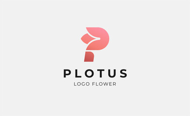 Logo Abstract Lotus or Tulip Flower With Letter P. Nature, Feminine and Beauty Colourful Creative Template. Modern and Minimalist Concept