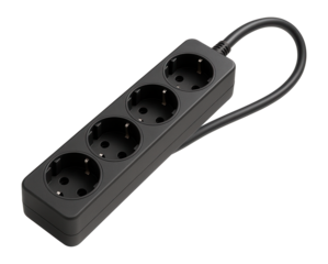 Straight extension cord with multiple sockets, perfect for wall alignment in lofts.