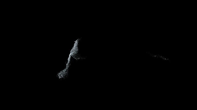 Ghost disintegrating into particles against a spooky background. Perfect for adding a dramatic or unsettling disintegration effect to your video.