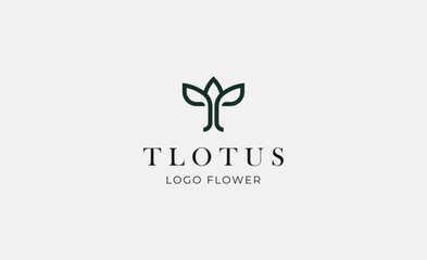 Logo Abstract Lotus or Tulip Flower With Letter T. Nature, Feminine and Beauty Colourful Creative Template. Modern and Minimalist Concept