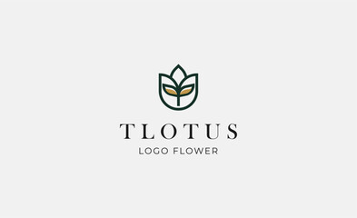 Logo Abstract Lotus or Tulip Flower With Letter T. Nature, Feminine and Beauty Colourful Creative Template. Modern and Minimalist Concept