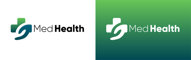 med health logotype. Cross icon medical logo for business, science, healthcare, medical, hospital and doctor green design logo vector