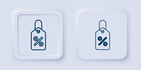 Filled and outline Discount percent tag icon isolated on grey background. Shopping tag sign. Special offer sign. Discount coupons symbol. Square button. Vector