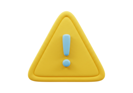 Yellow warning sign with blue exclamation mark isolated PNG, attention symbol for safety and caution messages