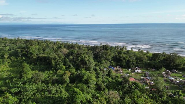 Aerial view of Cuevita beach next to El Valle near Bah&iacute;a Solano in the Choc&oacute; Department on the wild Pacific Coast of Colombia