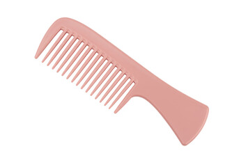 Pink wide tooth comb isolated on transparent background, detangling hair tool for curly and thick hair PNG