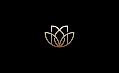 Luxury Logo Lotus or Tulip Flower With Letter M. Nature, Feminine and Beauty with Gold Colour Creative Template. Glamour, Modern and Minimalist Concept