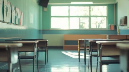 Empty classroom waiting for students to start learning