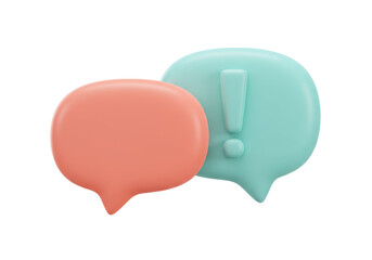 Two 3D speech bubbles isolated on transparent background, communication concept PNG for social media and messaging apps