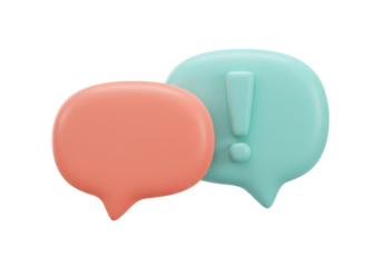 Two 3D speech bubbles isolated on transparent background, communication concept PNG for social media and messaging apps