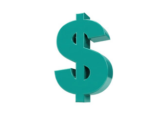 Teal dollar sign isolated PNG, currency symbol for finance, investment, and business concepts on transparent background