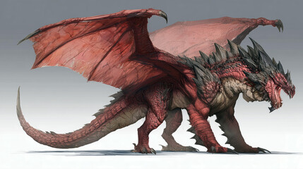 Fearsome Elder Dragon in Full-Body Art Style with Majestic Wings and Intricate Details