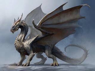 Fearsome Elder Dragon of Chaos in Full-Body Pose with Detailed Scales and Wings Displayed